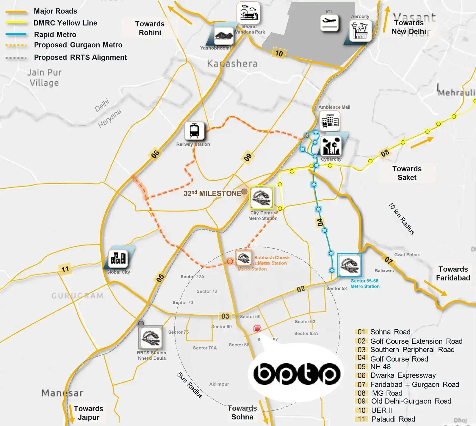 BPTP DownTown 66 Location Map